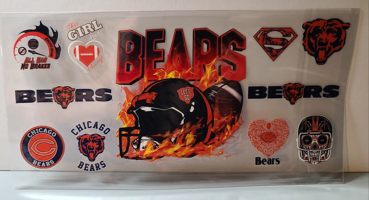 Chicago Blue and Orange Football Monsters of the Midway UV DTF 16oz Cup Wrap – Ready to Apply