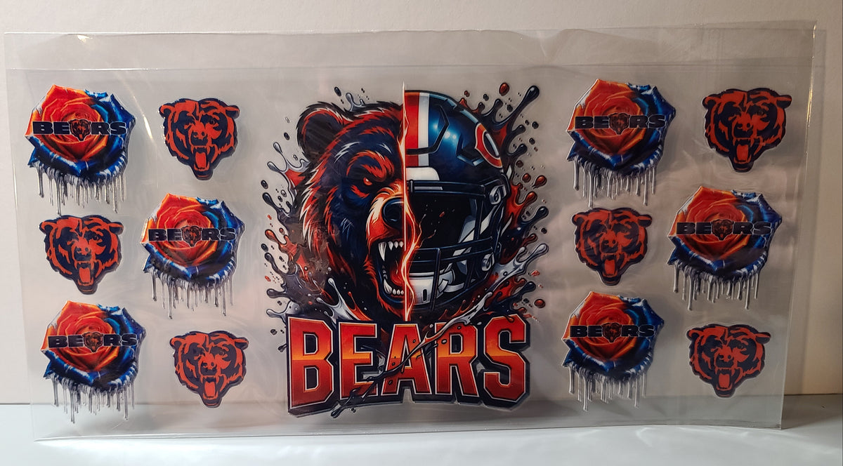 Chicago Blue and Orange Football Fan UV DTF 16oz Cup Wrap – Ready to Apply