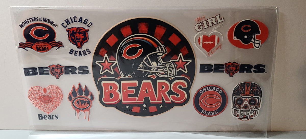 Chicago Blue and Orange Football Fan UV DTF 16oz Cup Wrap – Ready to Apply