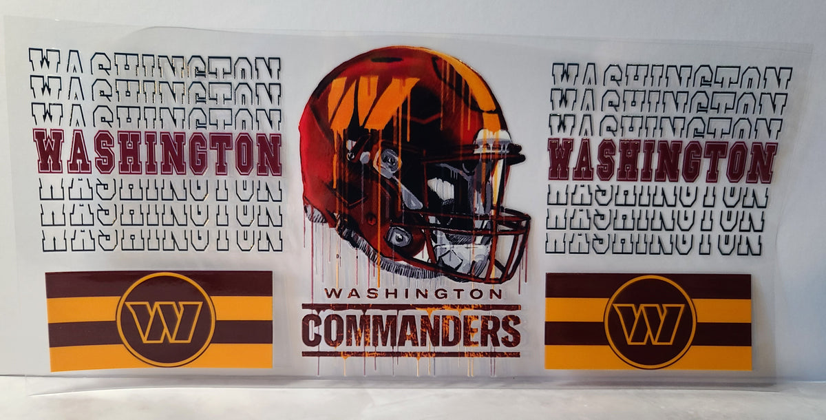 Burgundy and Gold Pro Football Commanders Mascot UV DTF 16oz Cup Wrap Design 6 – Ready to Apply