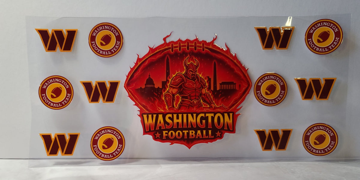 Burgundy and Gold Pro Football Commanders Mascot UV DTF 16oz Cup Wrap Design 7 – Ready to Apply