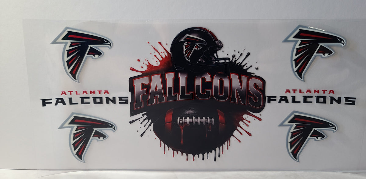 Red and Black Pro Football Falcons Mascot UV DTF 16oz Cup Wrap – Ready to Apply