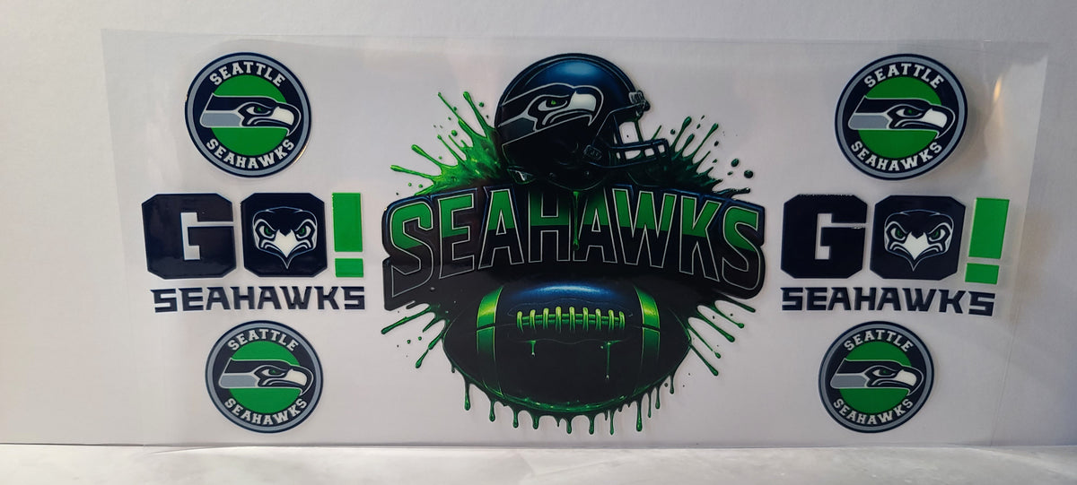 Seattle Navy and Green Football Fan UV DTF 16oz Cup Wrap – Ready to Apply