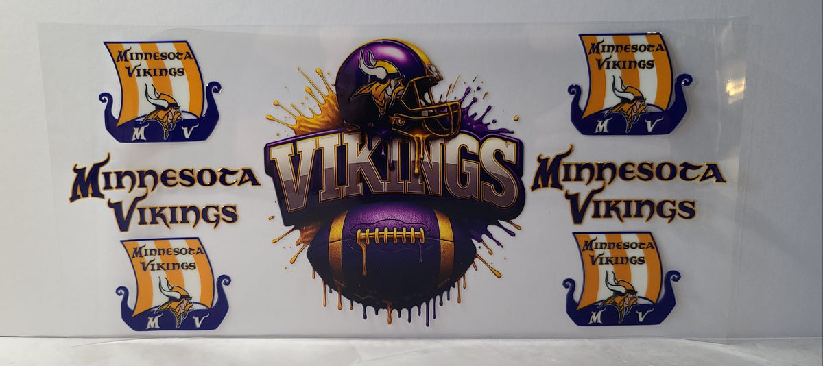 Minnesota Purple and Gold Football Fan UV DTF 16oz Cup Wrap – Ready to Apply