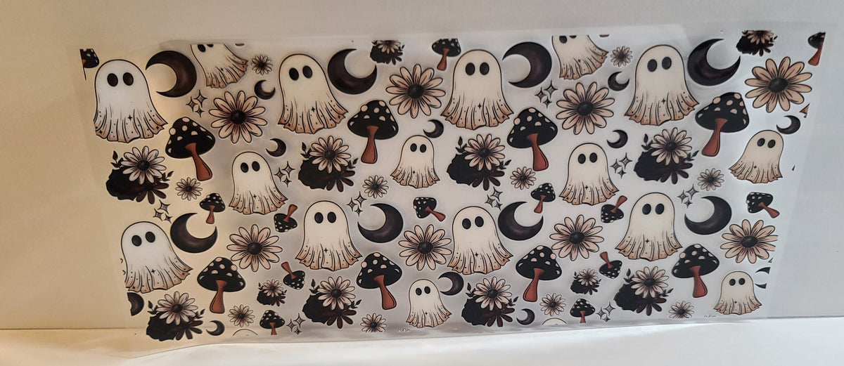 Spooky Ghosts Halloween UV DTF 16oz Cup Wrap Design 2 – Ready to Apply