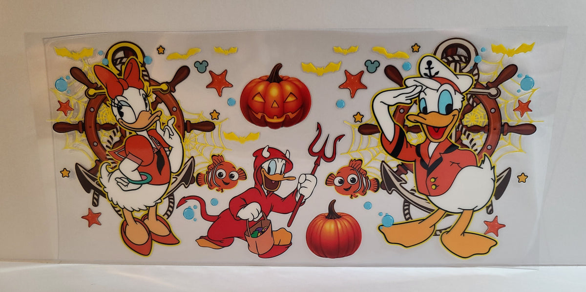Bowtie Duck and Flower Duck Duo Halloween UV DTF 16oz Cup Wrap – Ready to Apply