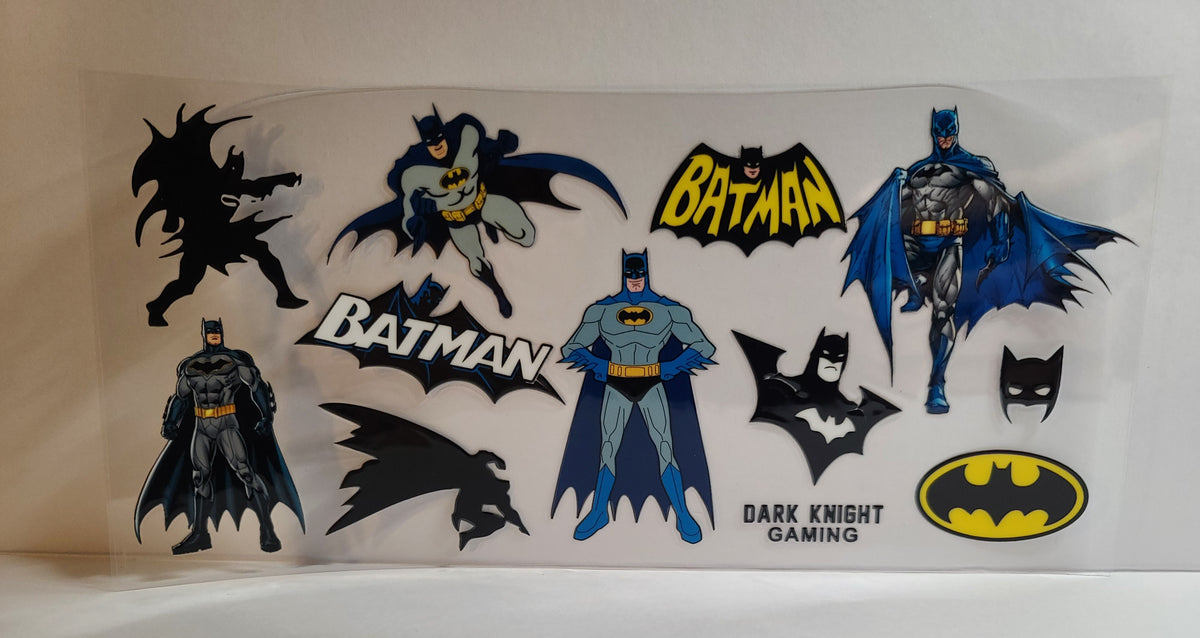 Dark Knight Bat Hero UV DTF 16oz Cup Wrap Design 7 – Ready to Apply