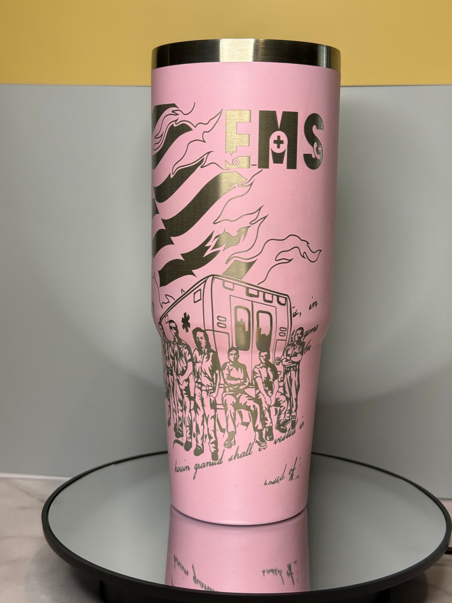 32oz. Pink engraved EMS "We the People" tumbler