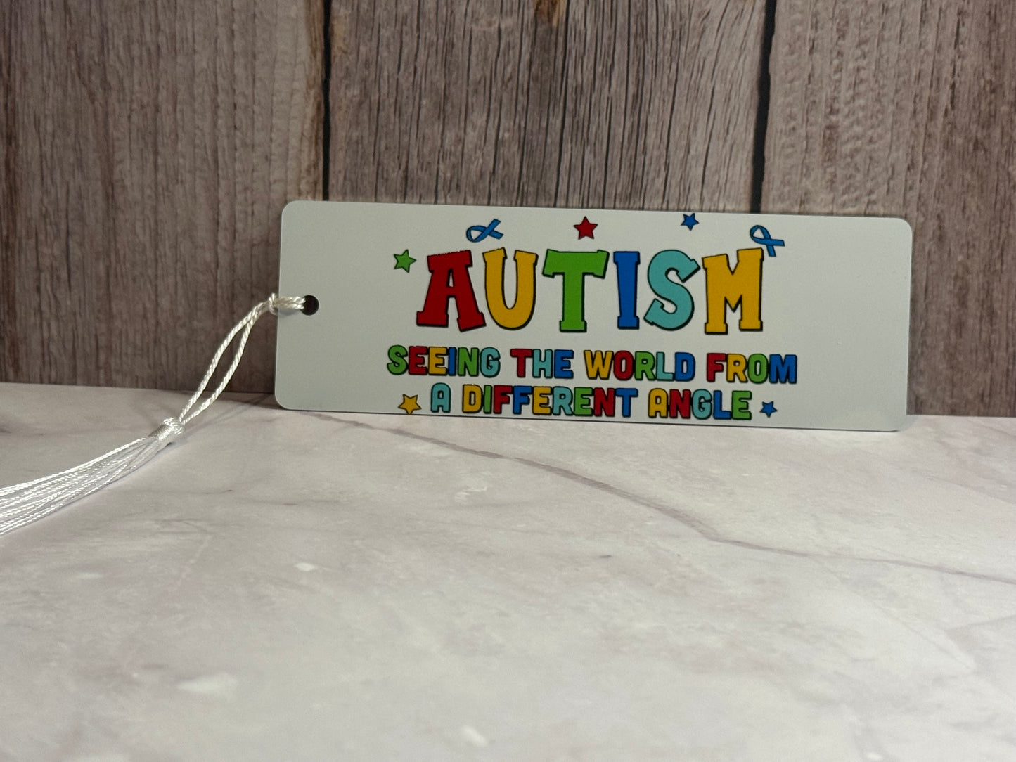 Winnie the Pooh Autism Awareness double-sided Metal Bookmark with Tassel
