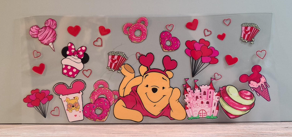 Honey-Loving Bear with Donuts UV DTF 16oz Cup Wrap – Ready to Apply