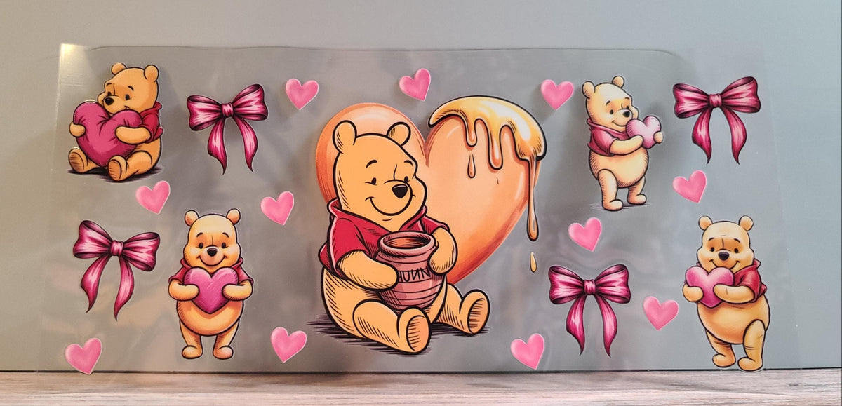 Honey-Loving Bear UV DTF 16oz Cup Wrap Design 3 – Ready to Apply
