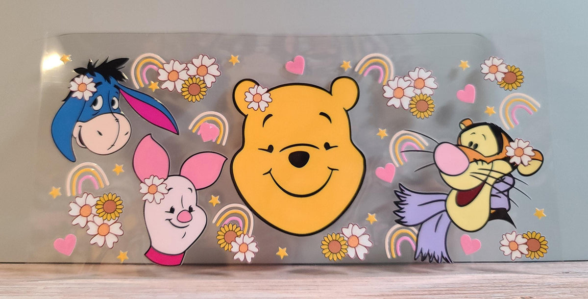 Honey-Loving Bear and Woodland Friends UV DTF 16oz Cup Wrap Design 8 – Ready to Apply