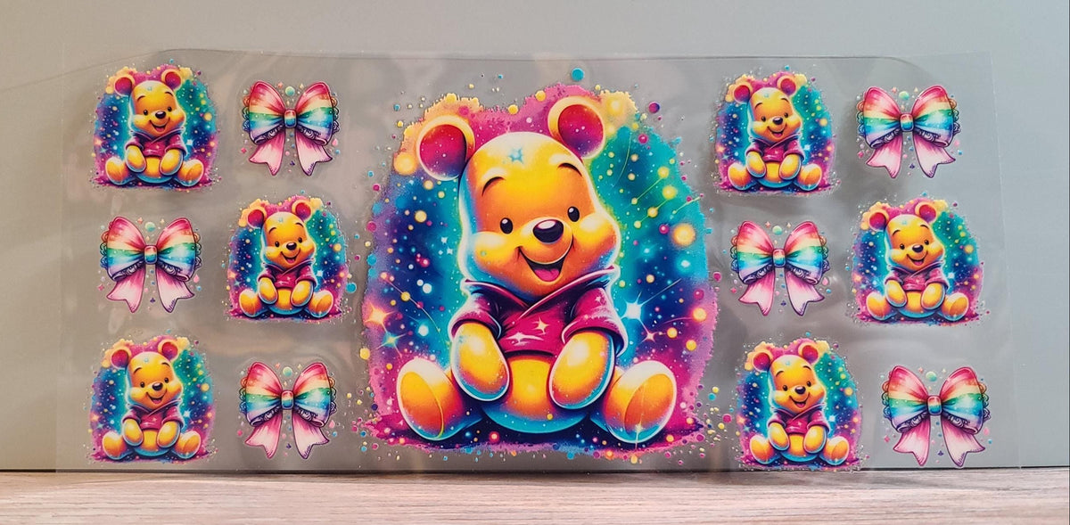 Honey-Loving Bear UV DTF 16oz Cup Wrap Design 8 – Ready to Apply