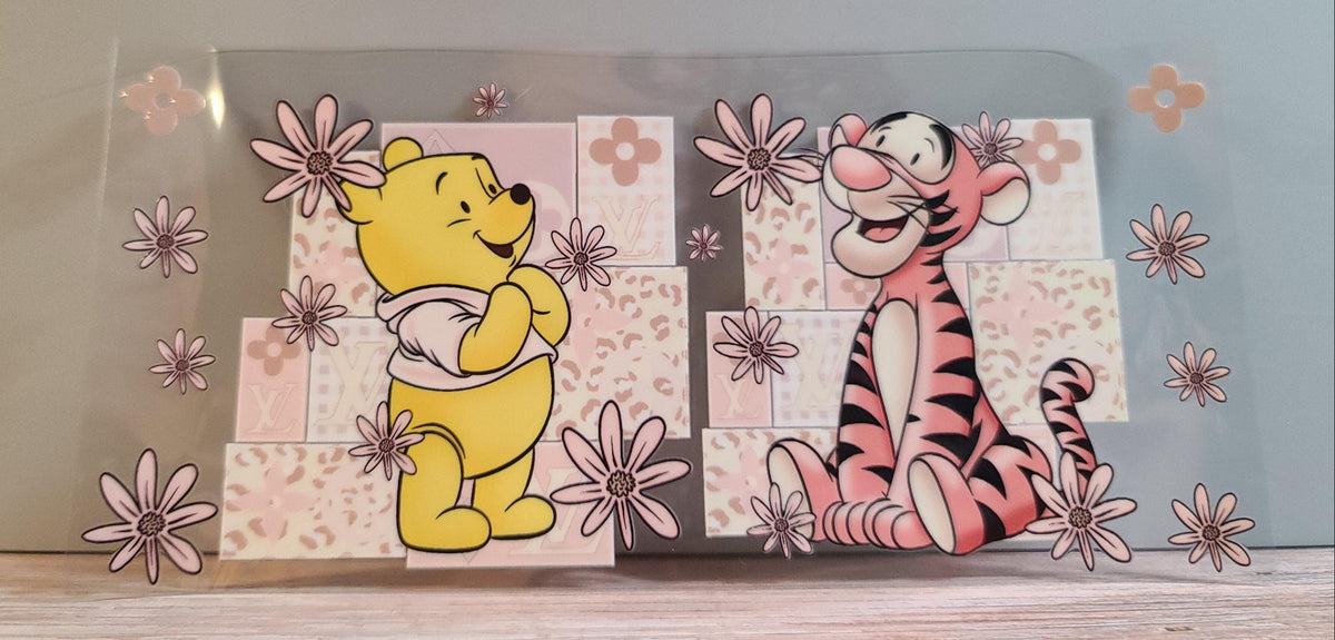 Honey-Loving Bear and Bouncy Striped Tiger Friend UV DTF 16oz Cup Wrap – Ready to Apply