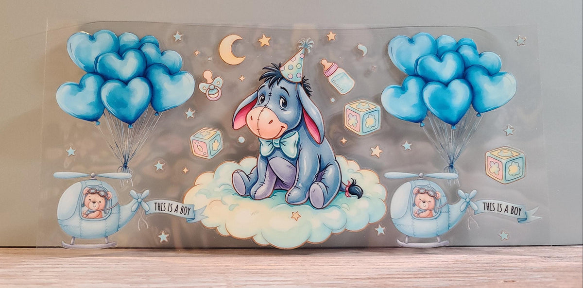 Gloomy Grey Donkey Friend UV DTF 16oz Cup Wrap – Ready to Apply