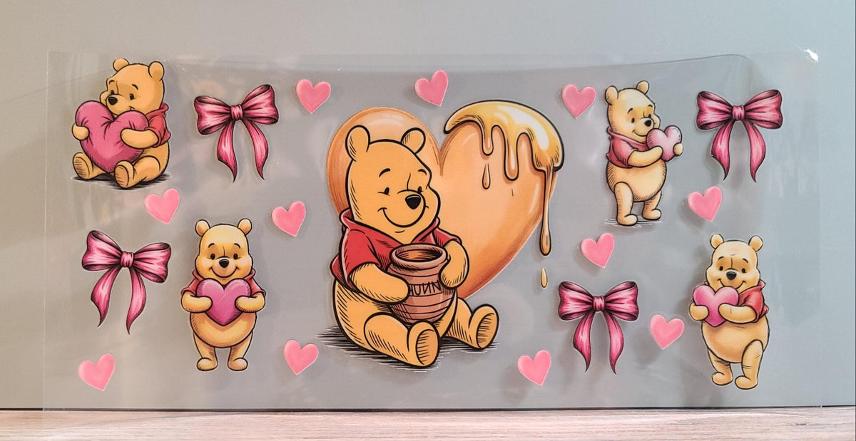 Honey-Loving Bear UV DTF 16oz Cup Wrap Design 9 – Ready to Apply