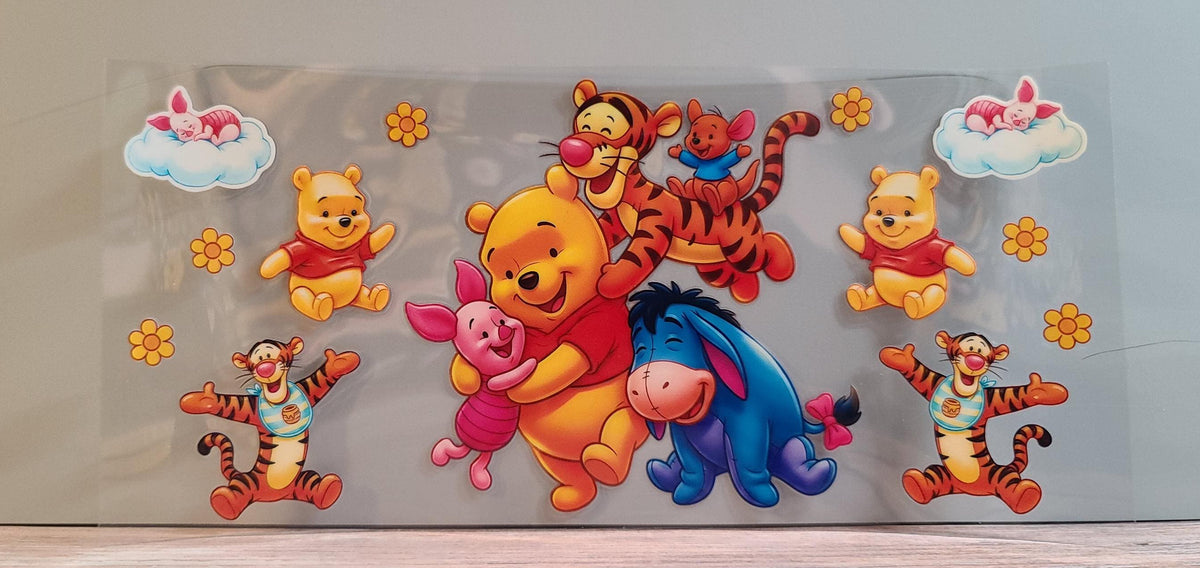 Honey-Loving Bear and Woodland Friends UV DTF 16oz Cup Wrap Design 2 – Ready to Apply