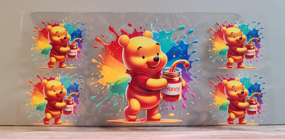 Honey-Loving Bear UV DTF 16oz Cup Wrap Design 4 – Ready to Apply