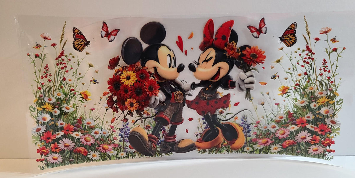 Classic Cartoon Mouse Couple UV DTF 16oz Cup Wrap Design 2 – Ready to Apply