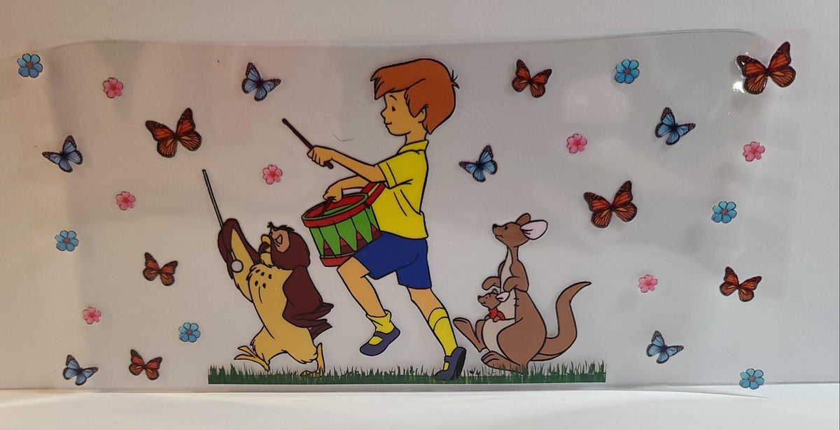 Boy and His Woodland Bear Friends UV DTF 16oz Cup Wrap – Ready to Apply