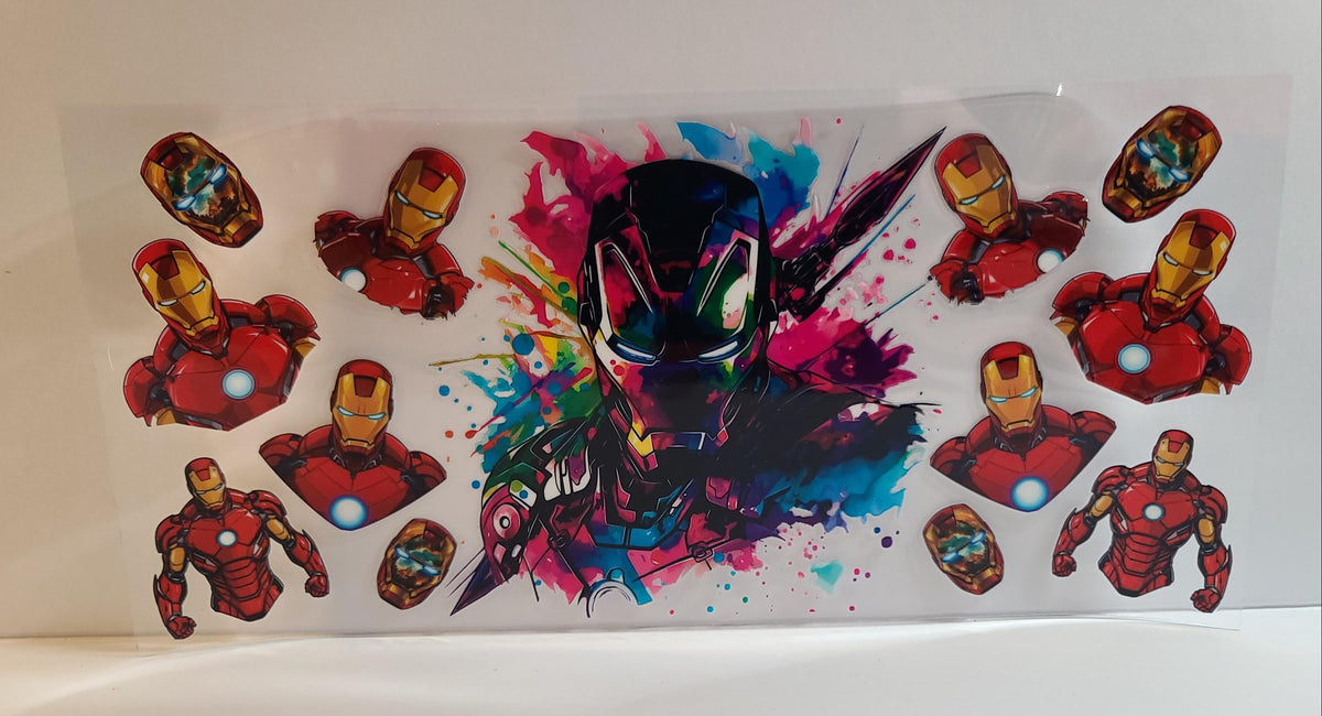 Red and Gold Armored Superhero UV DTF 16oz Cup Wrap – Ready to Apply