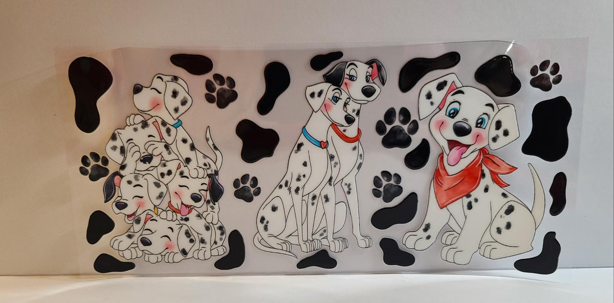 Adorable Spotted Puppies UV DTF 16oz Cup Wrap – Ready to Apply