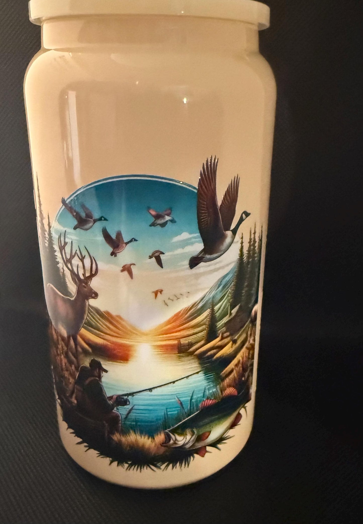 Born to Hunt Forced to Work, 16oz can shaped tumbler