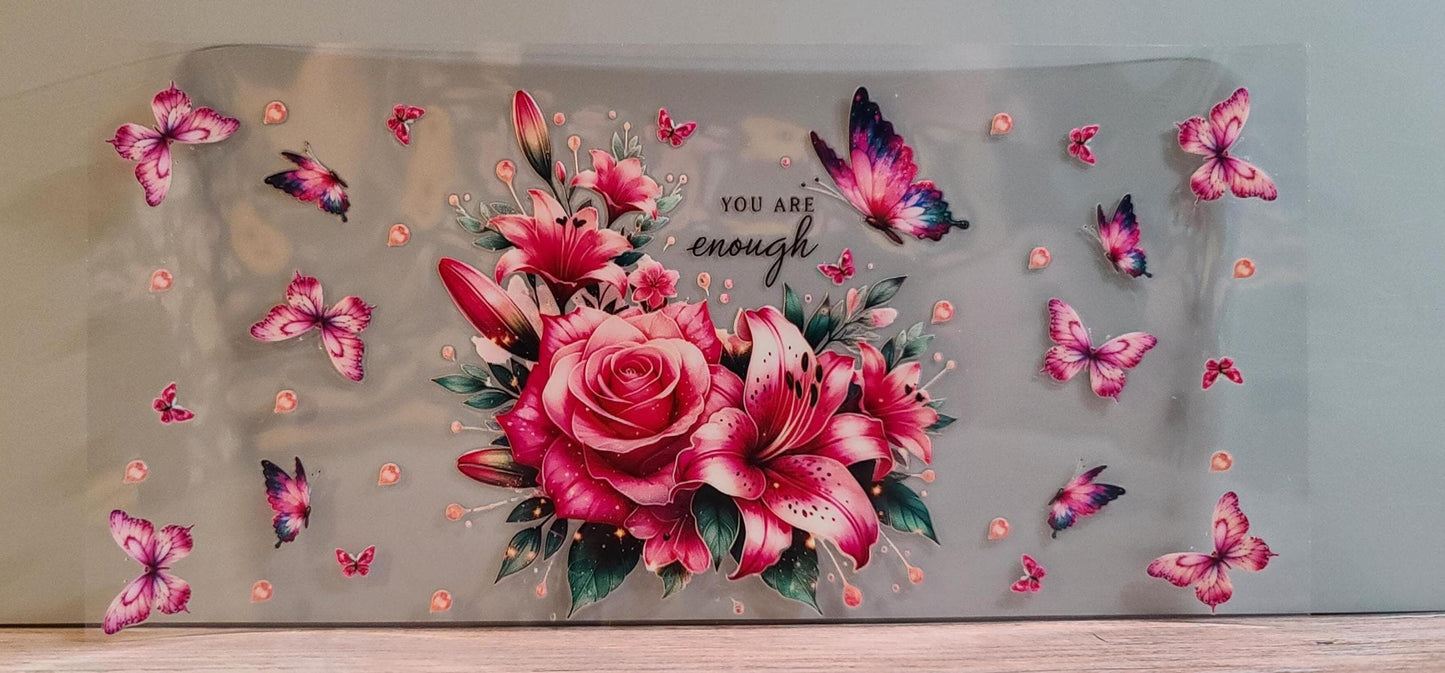 Dreamcatcher Cup Wrap: Sweet Dreams Boho Floral Butterfly Design (16oz cup wrap) FL20
