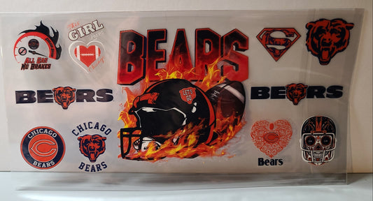 Chicago Blue and Orange Football Monsters of the Midway UV DTF 16oz Cup Wrap – Ready to Apply