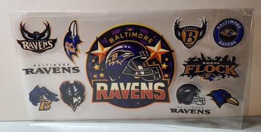 Baltimore Purple and Black Football Fan UV DTF 16oz Cup Wrap – Ready to Apply