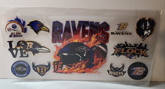Black and Purple Pro Football Ravens Mascot UV DTF 16oz Cup Wrap – Ready to Apply