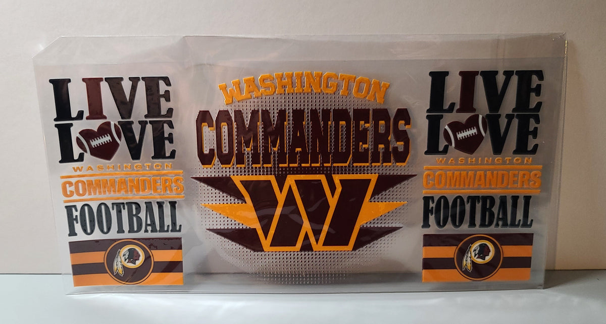 Burgundy and Gold Pro Football Commanders Mascot UV DTF 16oz Cup Wrap Design 4 – Ready to Apply