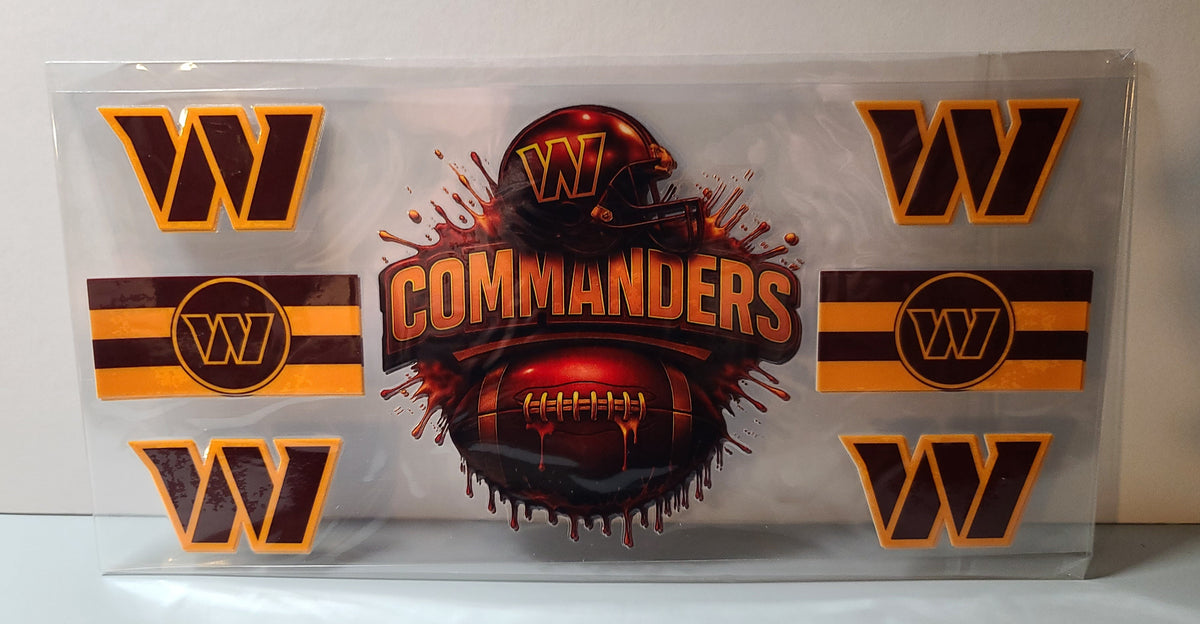 Burgundy and Gold Pro Football Commanders Mascot UV DTF 16oz Cup Wrap Design 5 – Ready to Apply