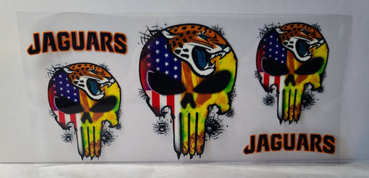 Teal and Black Pro Football Jaguars Mascot UV DTF 16oz Cup Wrap – Ready to Apply
