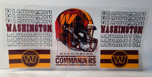 Burgundy and Gold Pro Football Commanders Mascot UV DTF 16oz Cup Wrap Design 6 – Ready to Apply