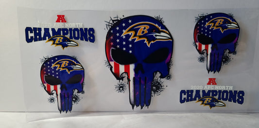 Black and Purple Pro Football Ravens Mascot UV DTF 16oz Cup Wrap Design 5 – Ready to Apply
