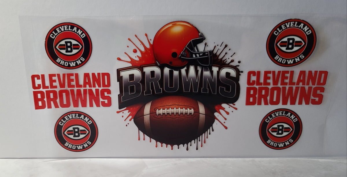 Orange and Brown Pro Football Dawg Pound Mascot UV DTF 16oz Cup Wrap – Ready to Apply