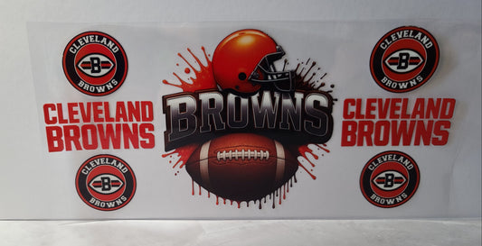 Orange and Brown Pro Football Dawg Pound Mascot UV DTF 16oz Cup Wrap – Ready to Apply