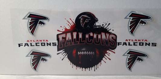 Red and Black Pro Football Falcons Mascot UV DTF 16oz Cup Wrap – Ready to Apply