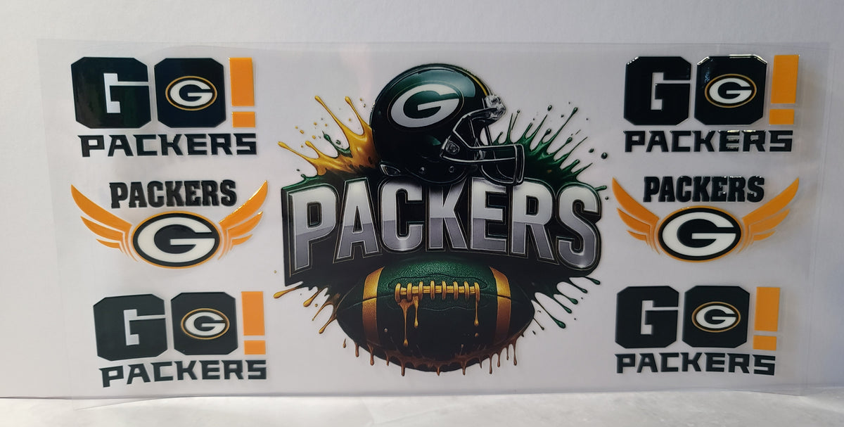 Green and Gold Pro Football Packers Mascot UV DTF 16oz Cup Wrap Design 2 – Ready to Apply (Copy)