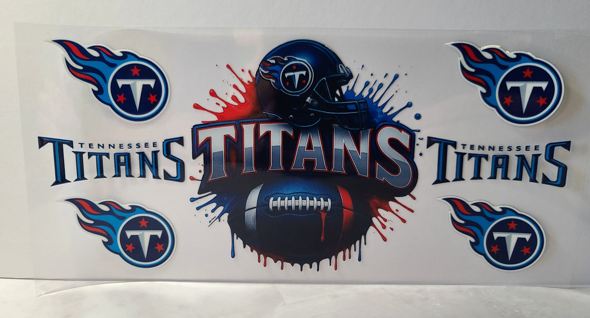 Navy Blue and Light Blue Pro Football Titans Mascot UV DTF 16oz Cup Wrap – Ready to Apply