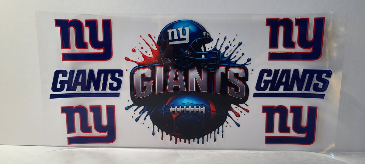 New York Blue and Red Football Fan UV DTF 16oz Cup Wrap – Ready to Apply