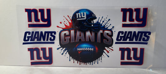 New York Blue and Red Football Fan UV DTF 16oz Cup Wrap – Ready to Apply