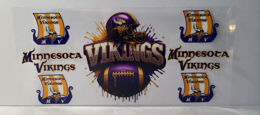 Minnesota Purple and Gold Football Fan UV DTF 16oz Cup Wrap – Ready to Apply