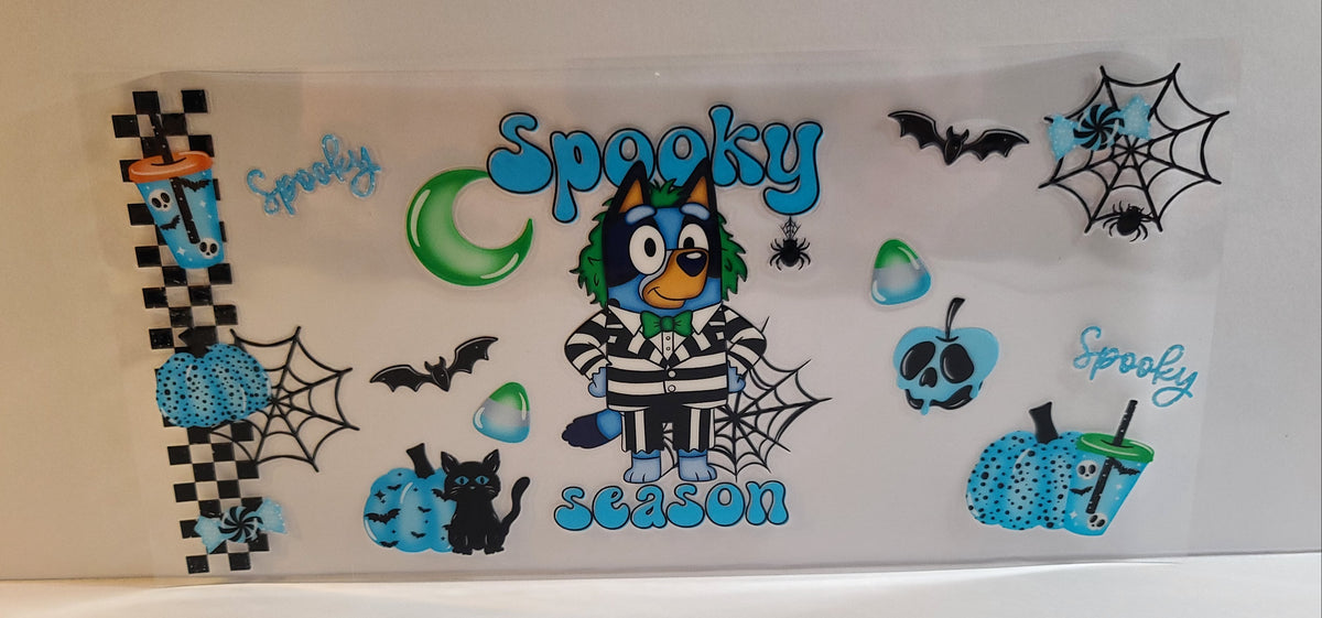 Blue Spooky Season Halloween UV DTF 16oz Cup Wrap – Ready to Apply