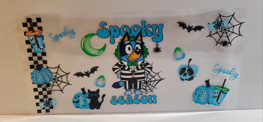 Blue Spooky Season Halloween UV DTF 16oz Cup Wrap – Ready to Apply