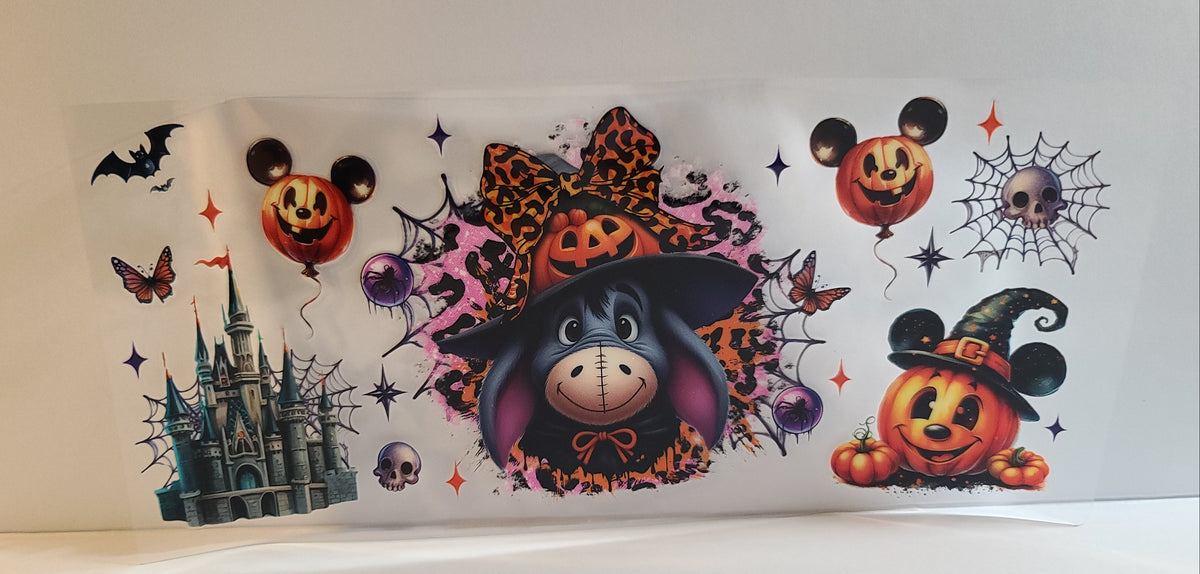 Gloomy Grey Donkey Halloween UV DTF 16oz Cup Wrap – Ready to Apply