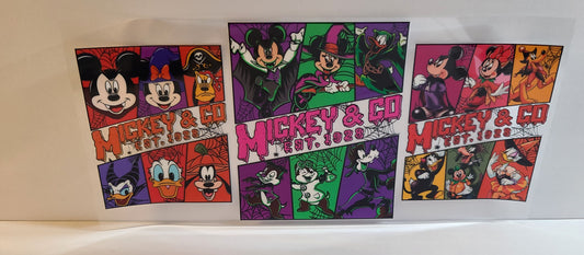 Round-Eared Friends Halloween Gang UV DTF 16oz Cup Wrap Design 2 – Ready to Apply