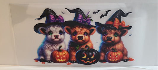 Highland Cow Halloween UV DTF 16oz Cup Wrap – Ready to Apply