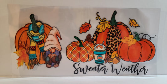 Sweater Weather Fall Halloween UV DTF 16oz Cup Wrap – Ready to Apply